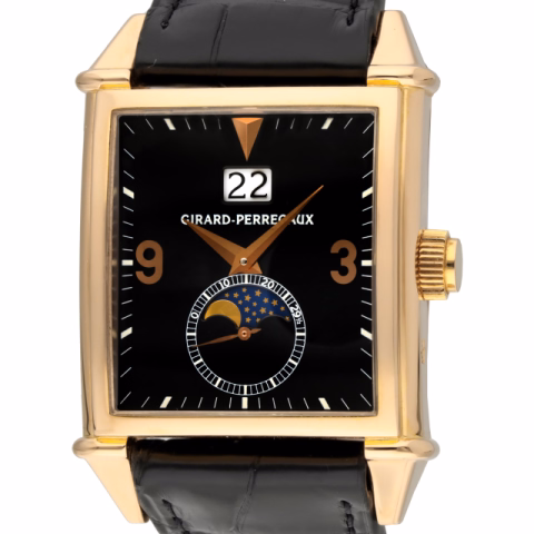 VINTAGE 2580 ROSE GOLD 18KT BLACK DIAL 32MM MOONPHASE FULL SET