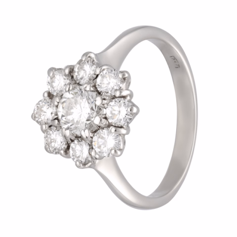RING WHITE GOLD 18KT DIAMONDS CENTRAL 0.60ct LATERAL TOT. 0.88ct COLOR G / H - VVS / SI
