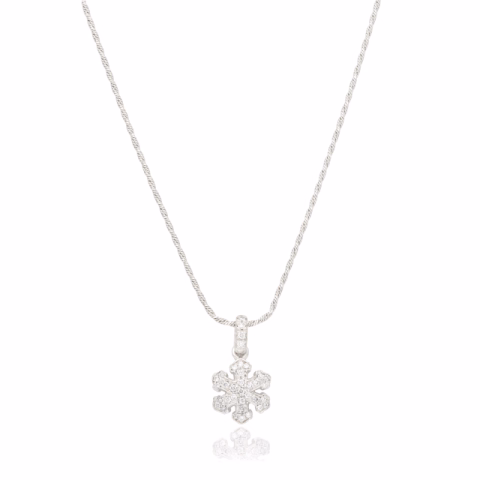 NECKLACE SNOWFLAKE PENDANT 0.26 CT 2.40 GR 40 CM 