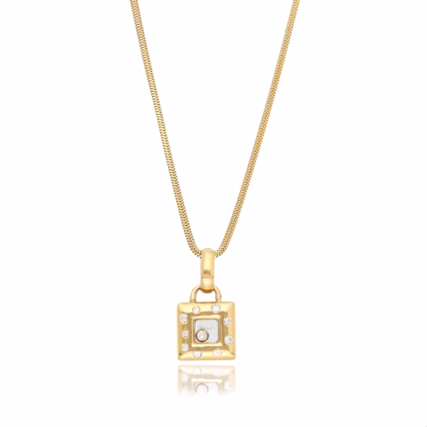NECKLACE WITH PENDANT HAPPY SPORT YELLOW GOLD 18KT DIAMONDS 0.40ct WIEGHT 17.5GR LENGHT 54CM