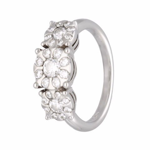 RING TRILOGY ILLUSION WHITE GOLD 18KT DIAMONDS 0.86ct G-H / VS1 SIZE 10.5 / 50.5