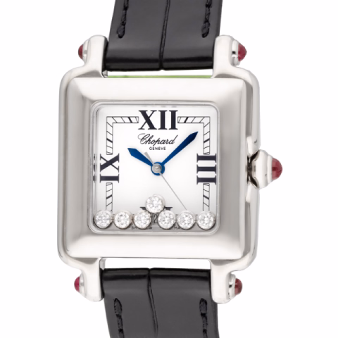 HAPPY SPORT DIAMONDS WHITE GOLD 18KT LEATHER STRAP 28MM SERVICE 2025