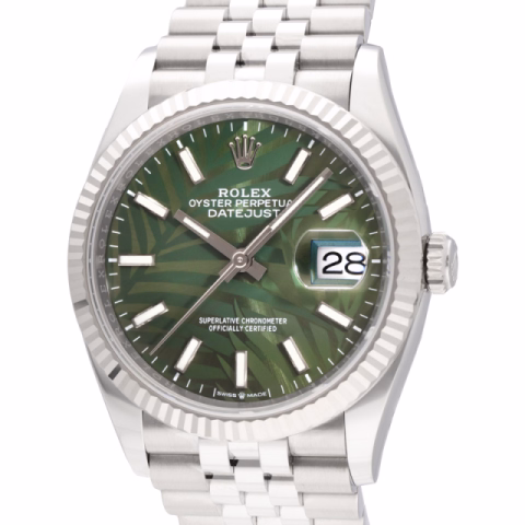 DATEJUST PALM 126234 STAINLESS STEEL 36 MM FULL SET PRE-OWNED YEAR 2021