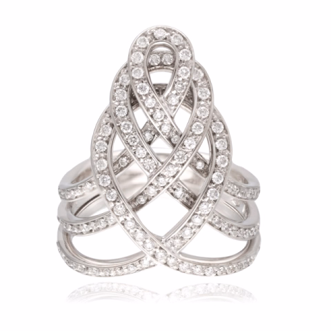 DAMIANI RING WHITE GOLD  1 CT WEIGHT 9.82 SIZE M°15