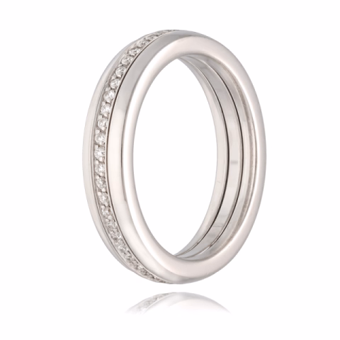 RING WITH DIAMONDS WHITE GOLD AND 0.40 CT WEIGHT 7.64 GR SIZE M°14