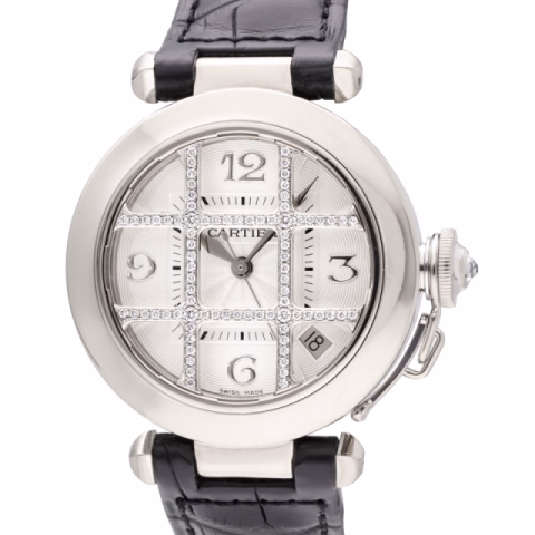 PASHA WJ108356 WHITE GOLD 18KT GRILLE DIAMONDS 35MM WHITE DIAL