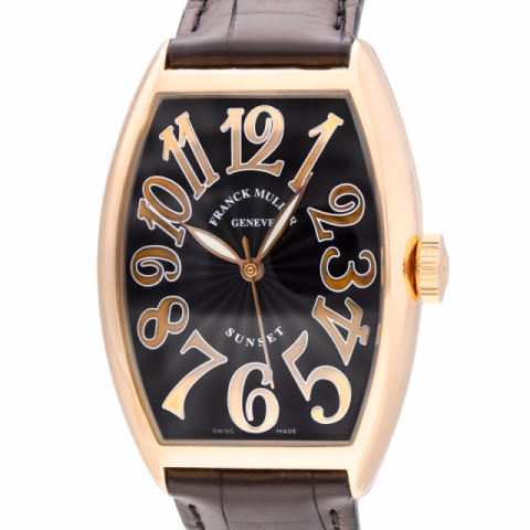 SUNSET 5850SC ROSE GOLD 18KT BLACK LEATHER 32x 45MM FULL SET YEAR 2002