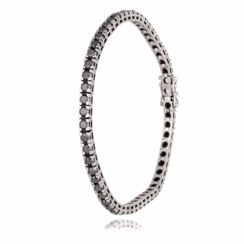 BRACELET TENNIS WHITE GOLD AND DIAMOND BLACK  1.75 D 15.60 GR  20 CM