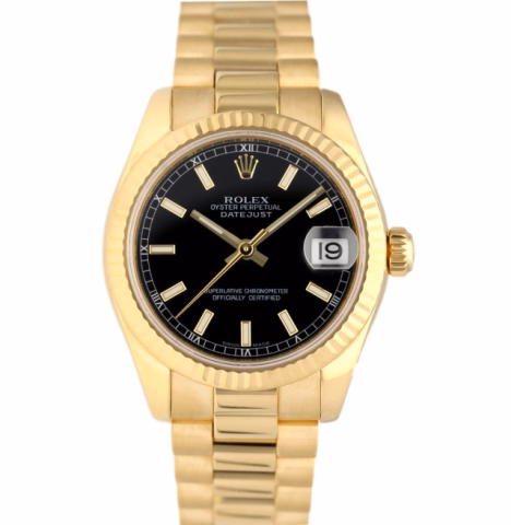 DATEJUST 178278 YELLOW GOLD 18KT BLACK DIAL 31MM SERVICE 2018