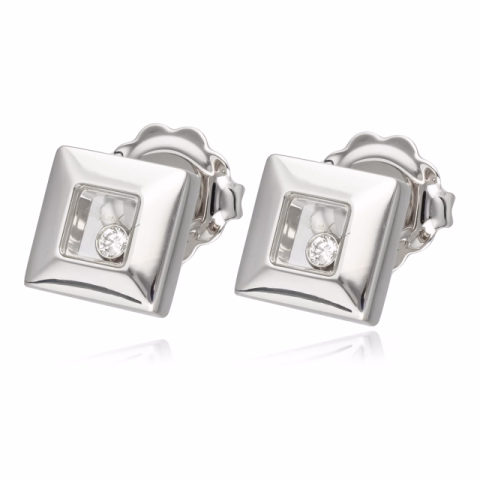 CHOPARD ERRINGS HAPPY DIAMOND 83/2938-20 WHITE GOLD 10.7GR 0.11ct DIAMOND