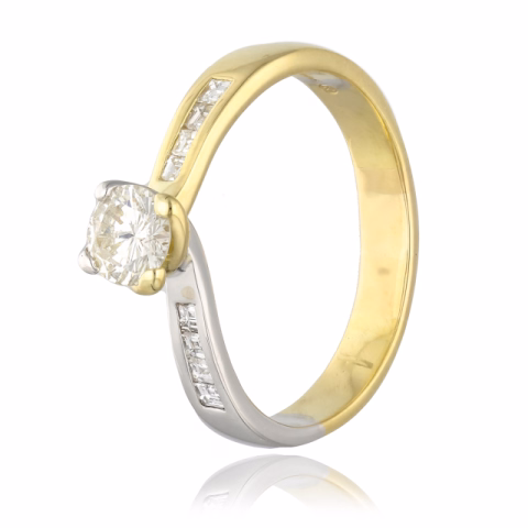 RING SALVINI SOLITAIRE YELLOW - WHITE GOLD DIAMONDS TOT 0.60ct SIZE 17 / 57 