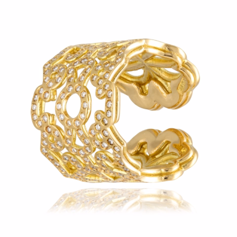 RING REPOSSI YELLOW GOLD 18KT DIAMONDS 2.5ct SIZE 10 / 40