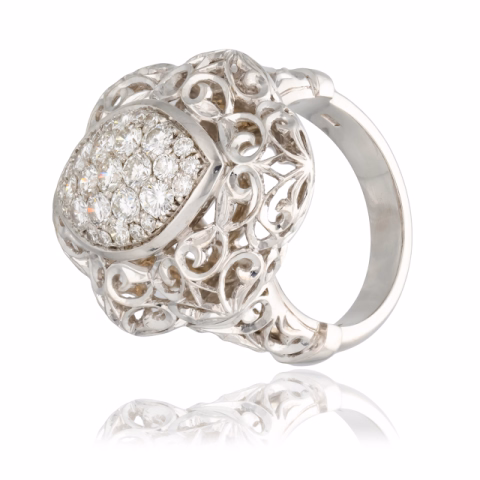 RING WHITE GOLD 18KT DIAMONDS 1.10ct G / VVS SIZE 17 / 57