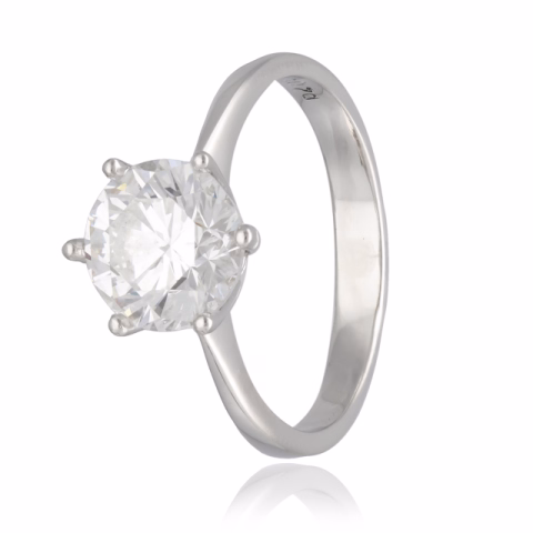 RING SOLITAIRE WHITE GOLD 18KT DIAMOND 2ct F / VS1 SIZE 13 / 53 2.86GR GIA CERTIFICATE