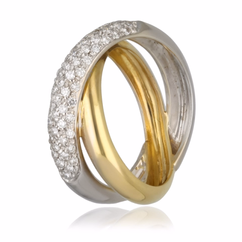RING WHITE YELLOW GOLD 18KT DIAMONDS 1ct 5.6GR SIZE 53 / 13