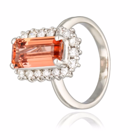 RING WHITE GOLD 18KT DIAMONDS 0.90ct IMPERIAL TOPAZ 3.25ct 