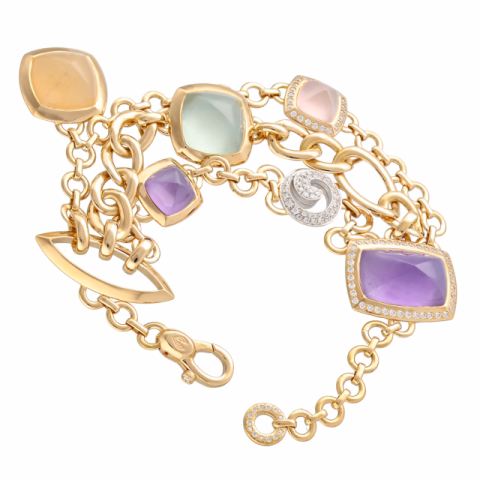 VALENTE MILANO MULTI STRAND DIAMOND GEMSTONE BRACELET ROSE GOLD 