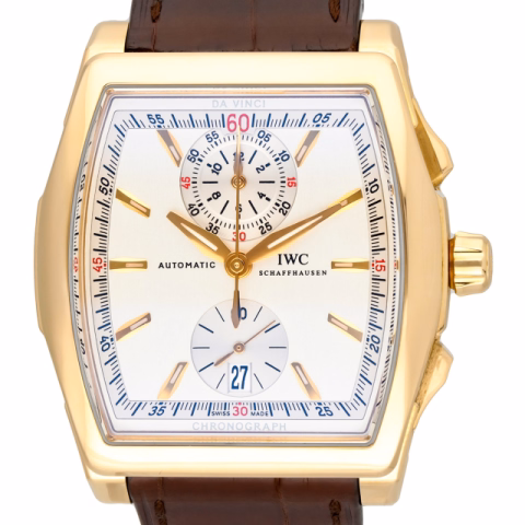 DA VINCI CHRONOGRAPH IW376402 ROSE GOLD LEATHER BRACELET FULL SET 43MM