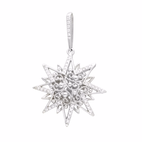 PENDANT STAR WHITE GOLD 18KT DIAMONDS 0.50ct WEIGHT 12.3GR