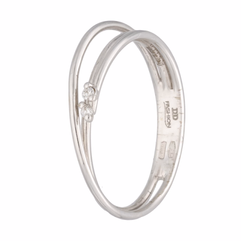 DD GIOIELLI RING IN WHITE GOLD 18K 0.02ct DIAMONDS WEIGHT 2.10GR SIZE 14/54