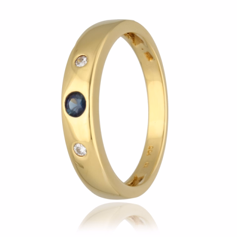 RING YELLOW GOLD 18KT DIAMONDS 0.04ct SAPPHIRE 0.07ct SIZE 13 / 53 WEIGHT 3.13GR