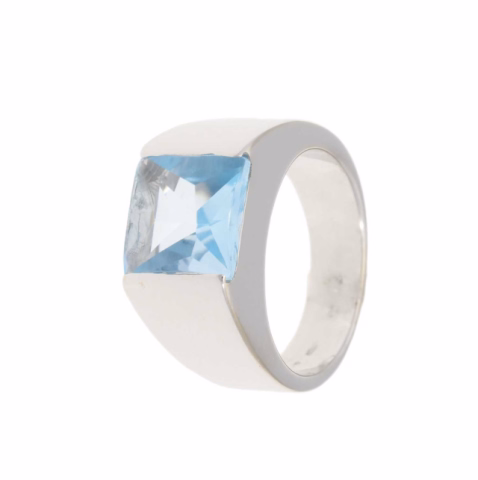 RING WHITE GOLD 18.6GR TOPAZ SIZE 15 / 55