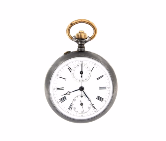BLACK STEEL POCKET WATCH 51MM 95.5 GRAMS