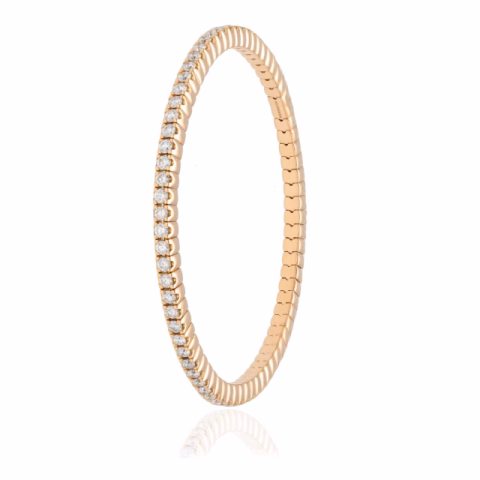 BUCHERER FINE JEWELLERY BANGLE EXTENDABLE ROSE GOLD 72 DIAMONDS WITH BRILLIANT CUT TOTAL 3.20ct