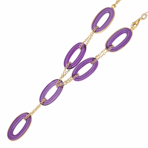 NECKLACE YELLOW GOLD 18KT AMETISTE 16.1GR