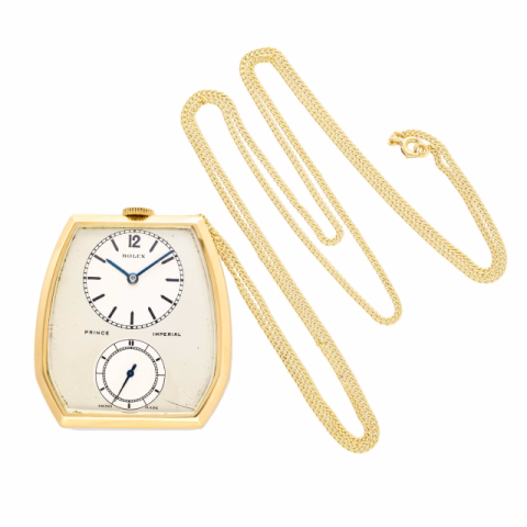 ROLEX POCKET WATCH PRINCE IMPERIAL CHRONOMETER 1586 YELLOW GOLD MANUAL WINDING YEAR 1940