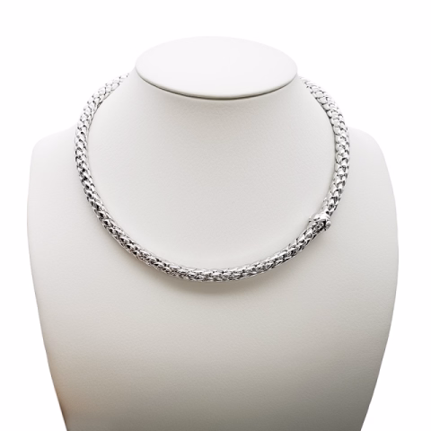 CHIMENTO NECKLACE IN WHITE GOLD 18K AND LITTLE DIAMOND 0.02ct 