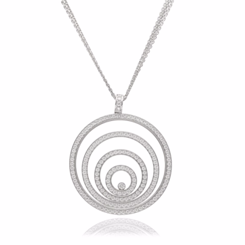 NECKLACE CHOPARD HAPPY SPIRIT WHITE GOLD 18KT DIAMONDS 3.17ct 43GR