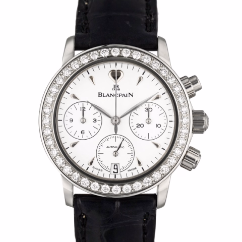 VILLERET CHRONOGRAPH LADY 2385F-4682 STEEL DIAMONDS BEZEL AUTOMATIC YEAR 2002 33MM
