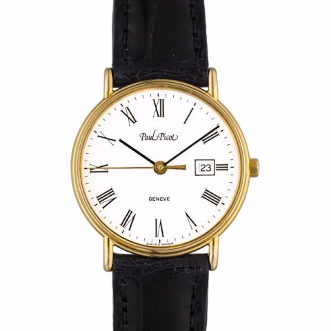 PAUL PICOT CLASSIQUE 3607 GOLD PLATED QUARTZ 28MM