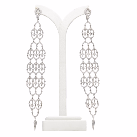 EARRING WHITE GOLD 18KT LOREE RODKIN DIAMONDS 4.42ct WEIGHT 29.7GR LENGHT 13.5CM