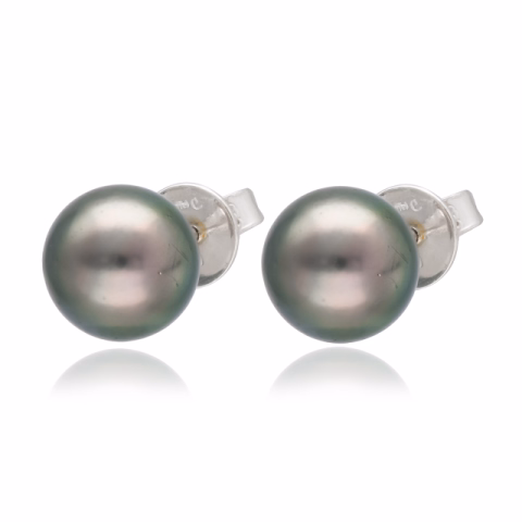 EARRING SCHOEFFEL WHITE GOLD 18KT WITH BLACK PEARL 9MM cad WEIGHT 3.25GR