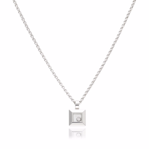 CHOPARD HAPPY DIAMONDS NECKLACE 792938-1001 IN WHITE GOLD 13.1GR AND 0.05ct DIAMOND