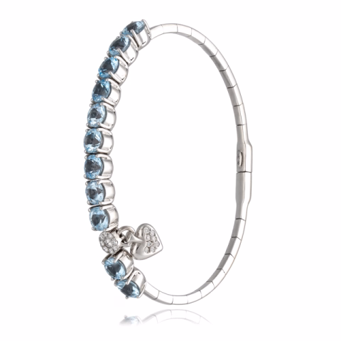 BRACELET WHITE GOLD 18KT DIAMONDS 0.30ct RUBY 0.02ct TOPAZ 5ct WEIGHT 16.95GR