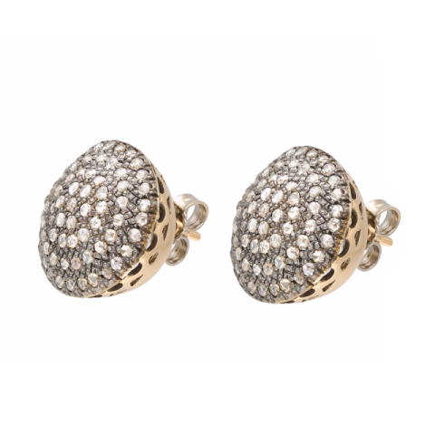 EARRING WHITE - ROSE GOLD 18KT BURNISHED DIAMONDS 2.20ct OLD CUT L / SI WEIGHT 6.7GR