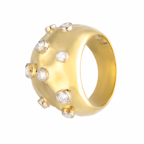 RING POMELLATO BARBARE YELLOW GOLD 18KT DIAMONDS 0.80ct 17GR SIZE 18 / 58