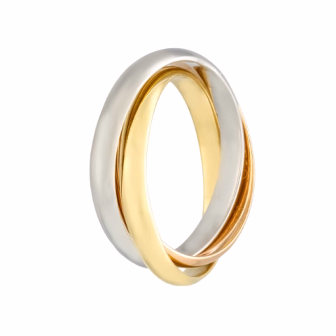 RING TRINITY VINTAGE YELLOW - ROSE - WHITE GOLD 18KT SIZE 5 / 45 WEIGHT 4.7GR
