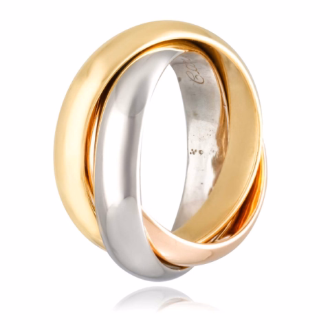 RING TRINITY VINTAGE YELLOW - ROSE - WHITE GOLD 18KT SIZE 5 / 45 WEIGHT 10.10GR