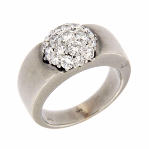 DIAMOND BOULE WHITE GOLD MATTE RING