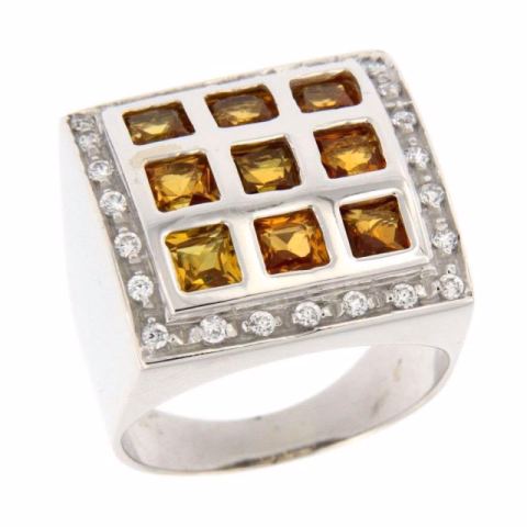 SQUARE WHITE GOLD WITH ZIRCONIUM