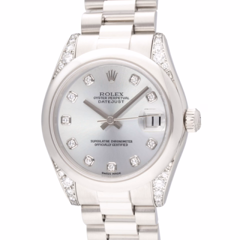 DATEJUST 178296 PLATINUM SILVER DIAL DIAMOND INDEX 31 MM FULL SET YEAR 2004