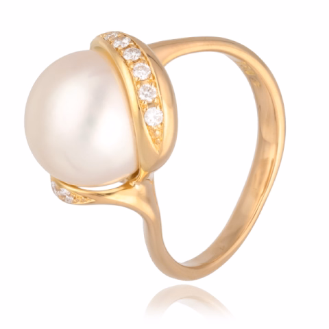 RING ROSE GOLD 18KT DIAMONDS 0.10ct PEARL 9.9mm WEIGHT 4.8GR SIZE 9 / 49