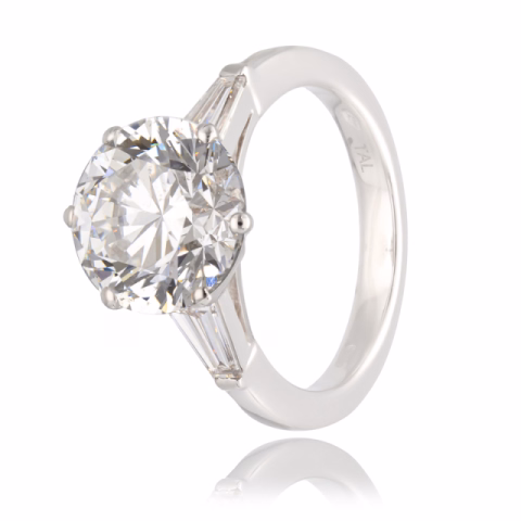 RING SOLITAIRE WHITE GOLD DIAMONDS 5.06 CT COLOR D PURITY SI2 