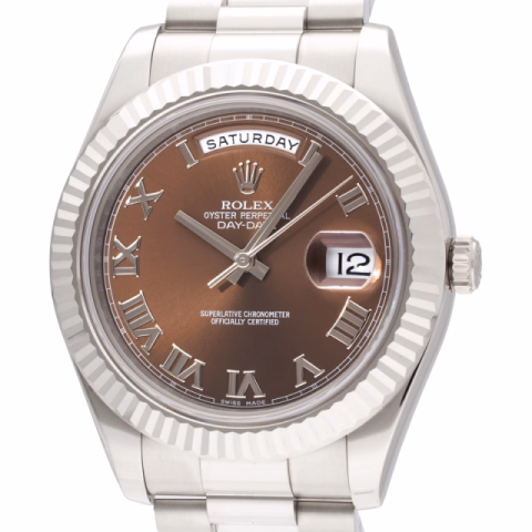 DAY-DATE 218239 WHITE GOLD DIAL BROWN PRESIDENT BRACELET 41 MM FULL SET LIKE NEW YEAR 2011