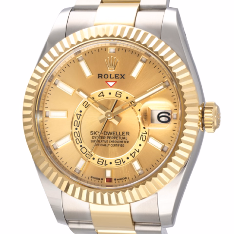 SKYDWELLER 336933 STAINLESS STEEL YELLOW GOLD 42 MM FULL SET YEAR 2024