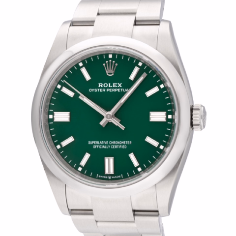 OYSTER PERPETUAL 126000 STAINLESS STEEL GREEN DIAL 36 MM FULL SET NEW YEAR 2026